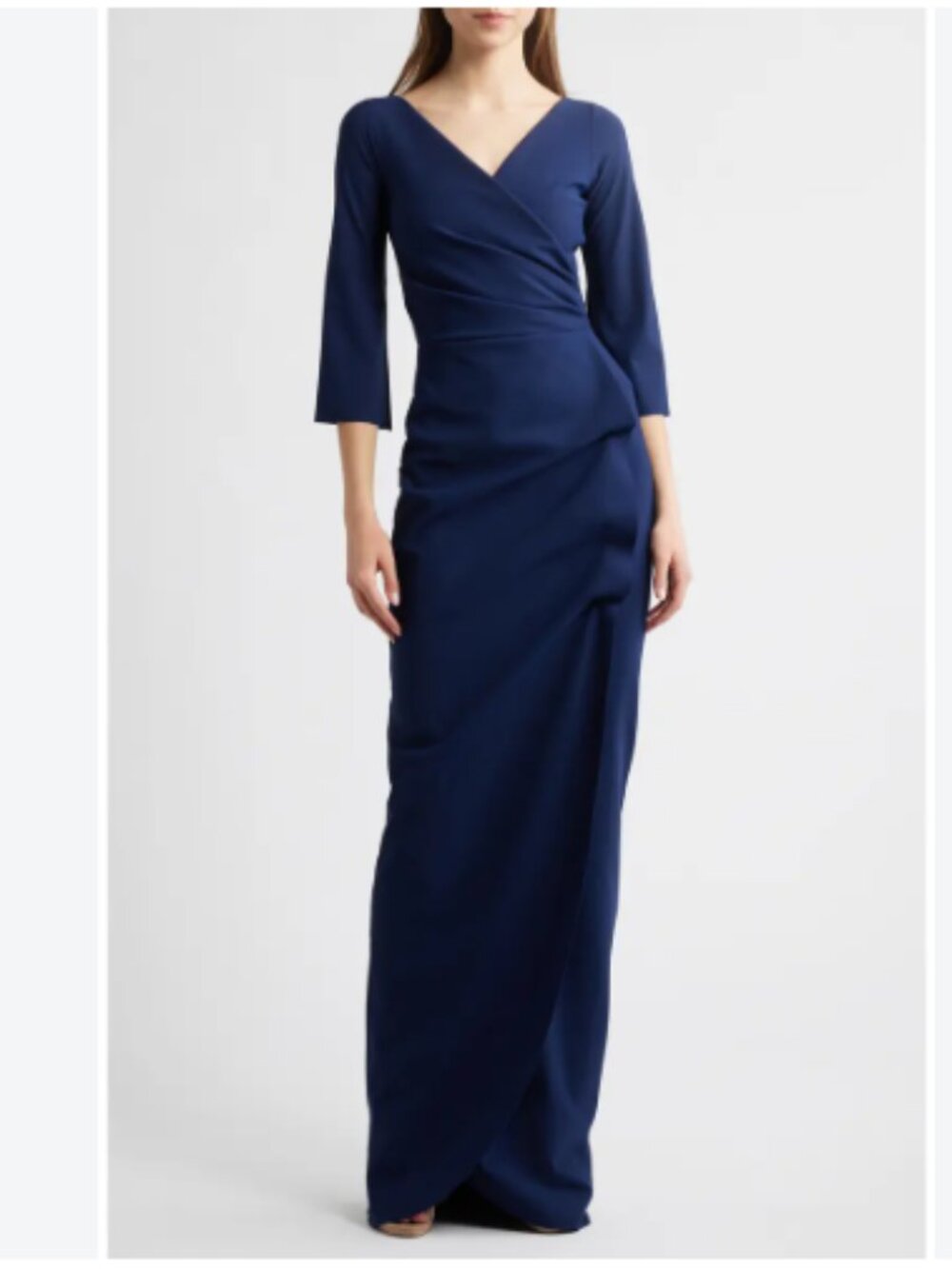 NWOT Zalfa Ruched Faux Wrap Dress Maxi Gown